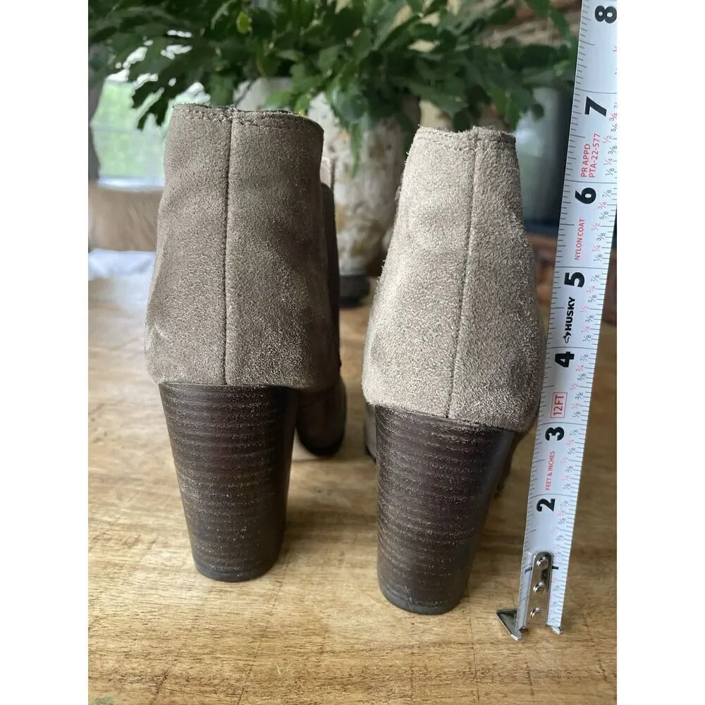 Bjorndal Andrews Tan Genuine Suede Women’s Ankle Boots Taupe Hells Size 6.5